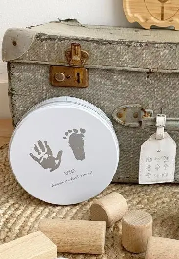 Caixa gesso molde pé bebé