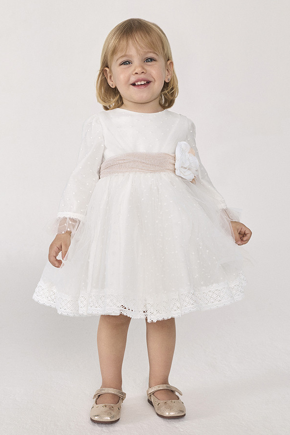 Vestido tule plissado bebé menina
