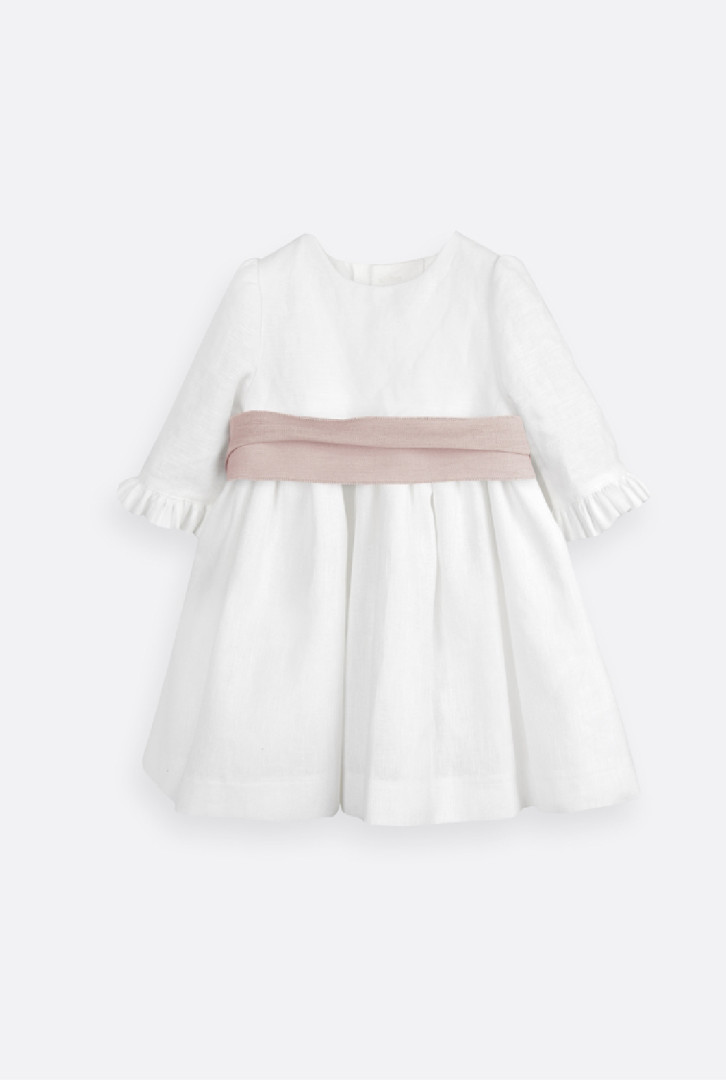 Vestido de cerimónia em linho para bebé