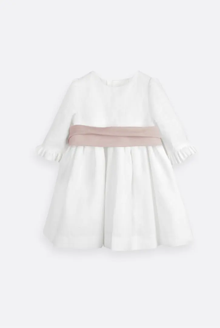 Vestido de cerimónia em linho para bebé