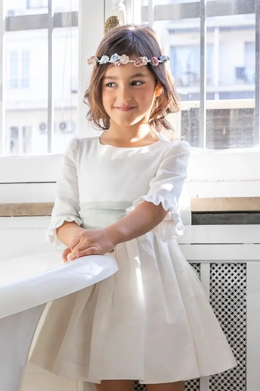 Vestido cerimónia para menina em linho