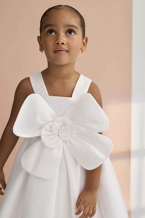 Vestido flor organza menina