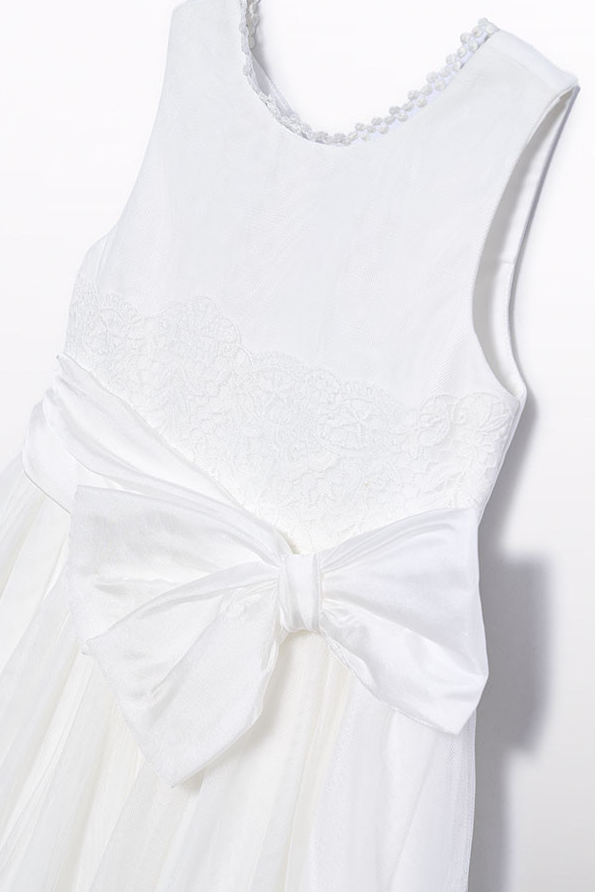 Vestido tule bordado laço menina