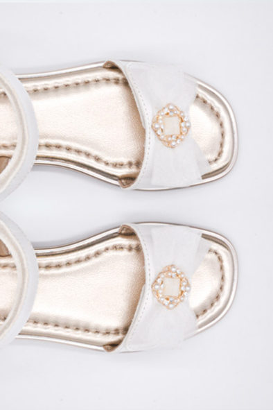 Sandália pele laço tule menina