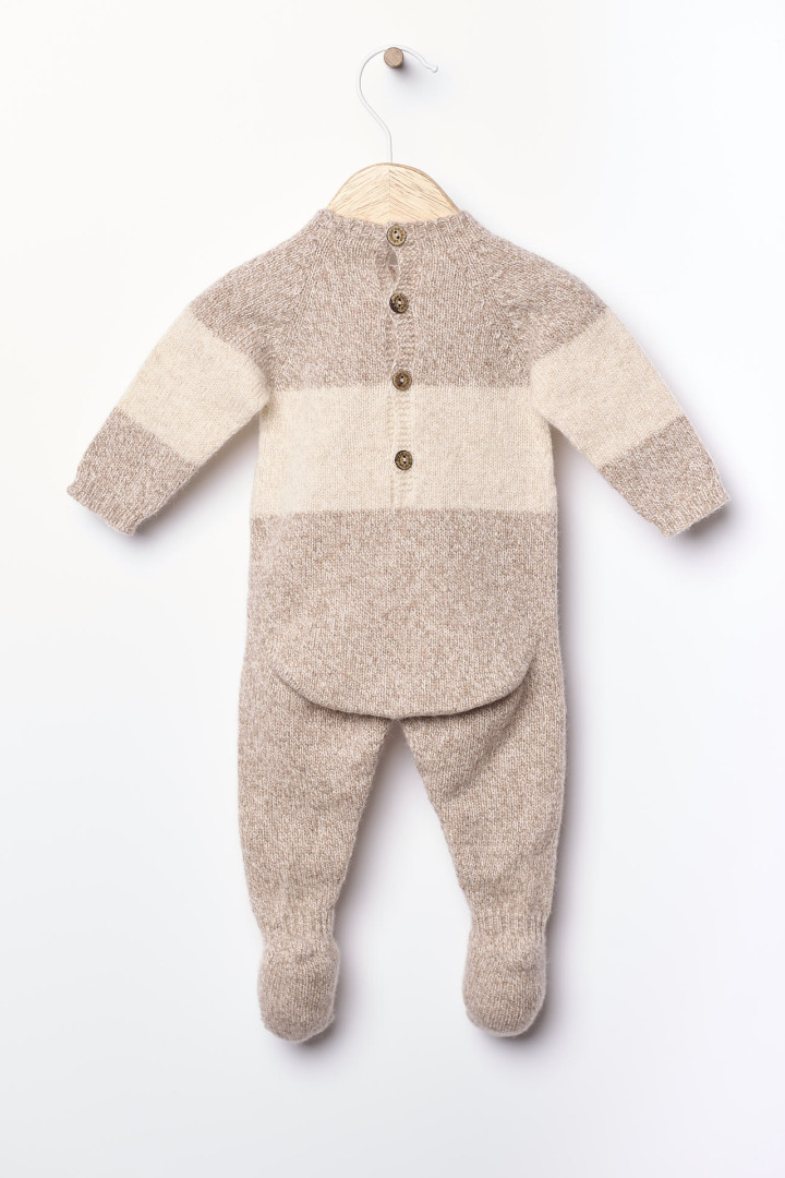 Babygrow com ursinho tricotado em lã merino | LITTLE TEDDY BEAR Wedoble