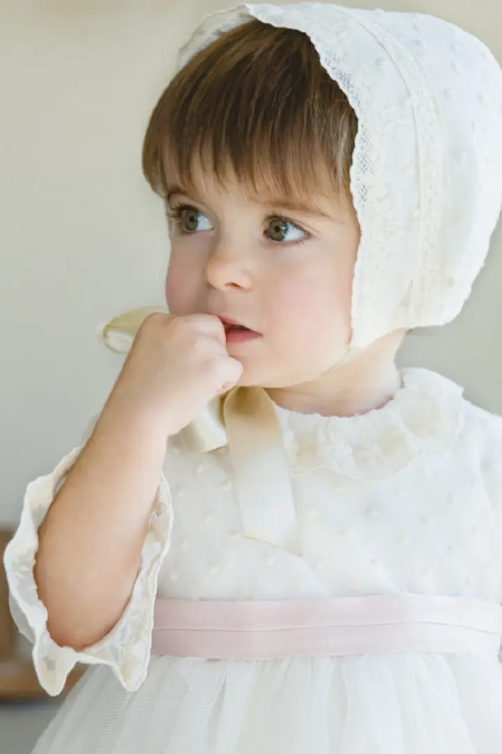Vestido batizado com manga