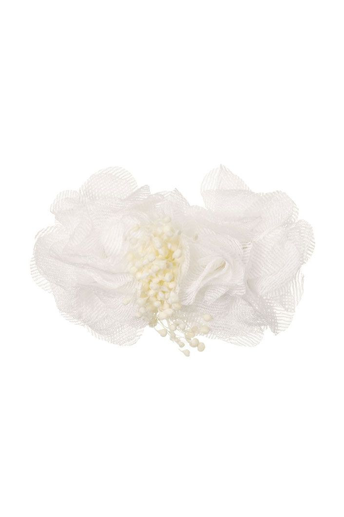 Gancho flores tecido e detalhe de gipsofila preservada