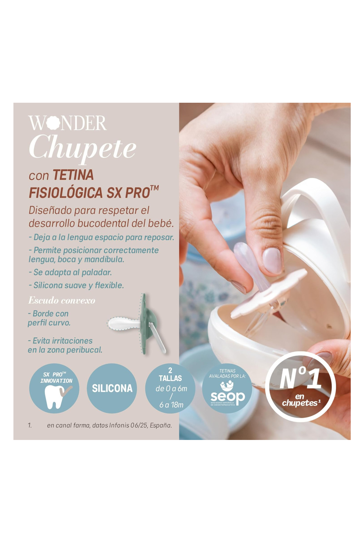 Wonder Butterfly Chupeta Silicone 0-6m SX Pro - Beje