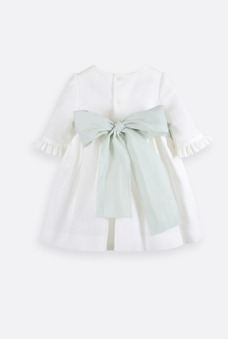 Vestido de cerimónia em linho para bebé