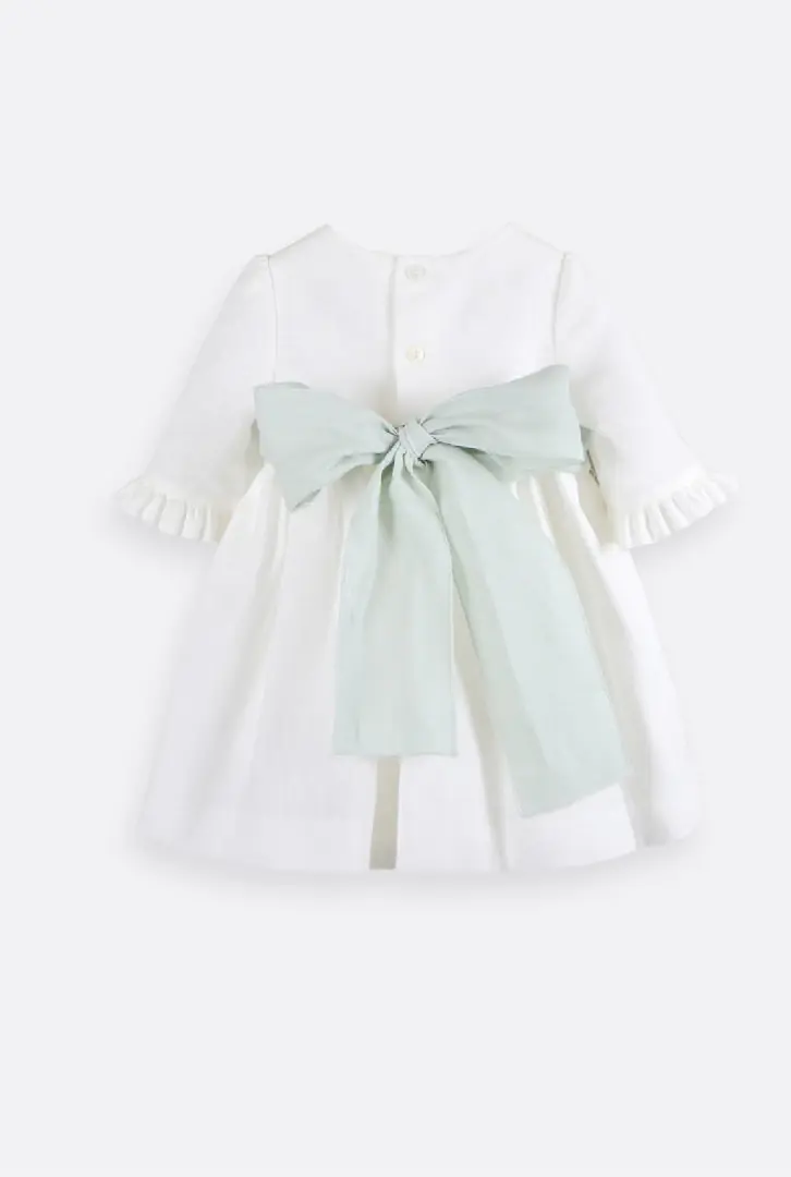 Vestido de cerimónia em linho para bebé