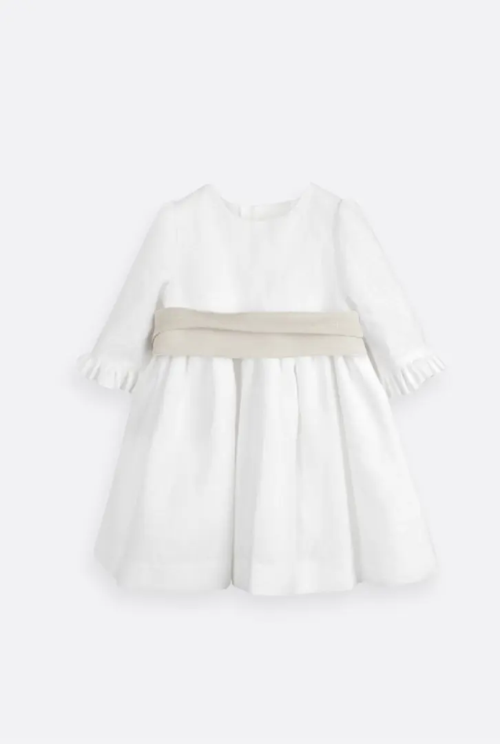 Vestido de cerimónia em linho para bebé