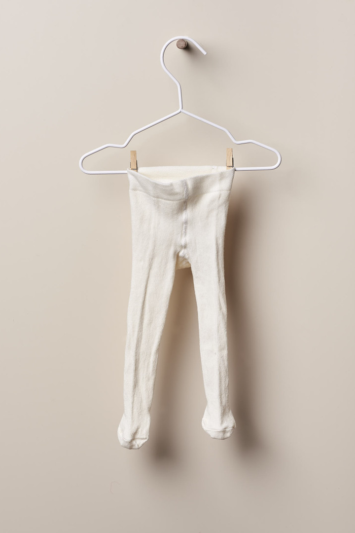 Collants de malha lisa para bebé - Pérola