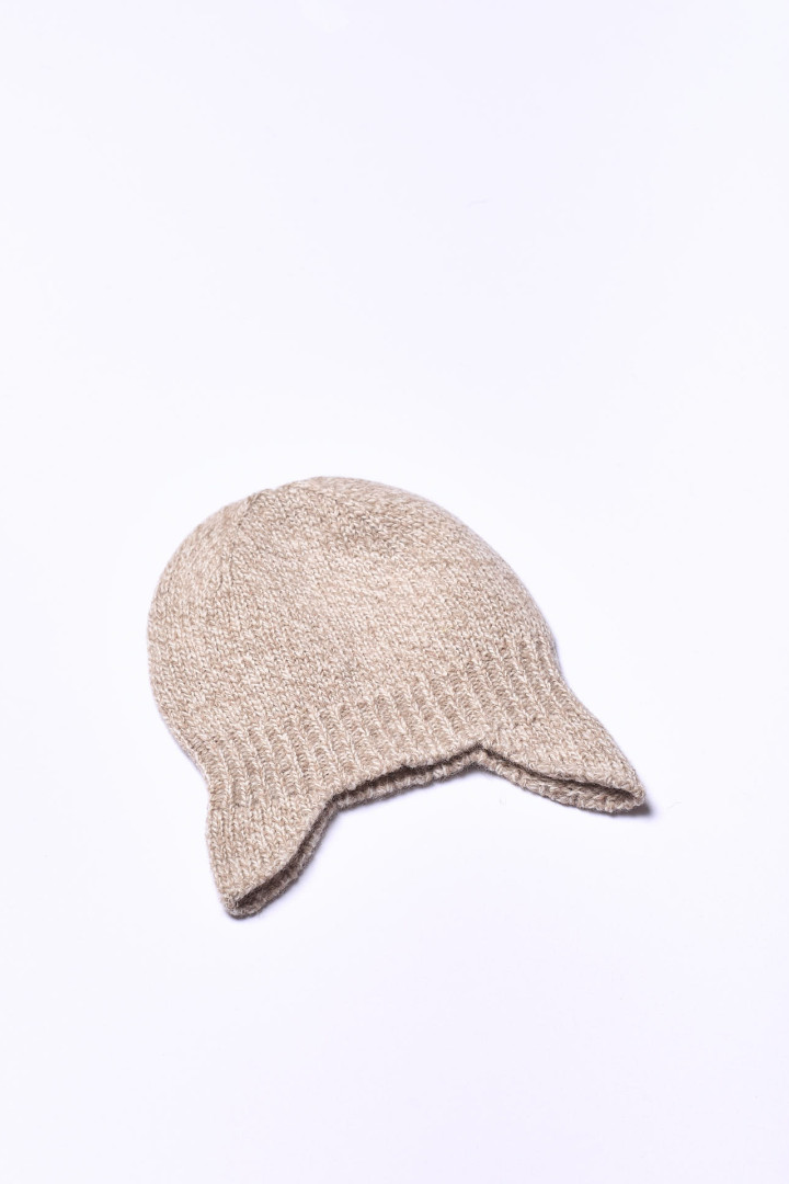 Gorro tricotado em lã merino bege | LITTLE TEDDY BEAR Wedoble