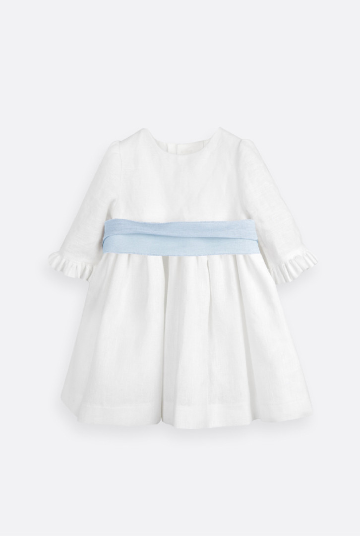 Vestido de cerimónia em linho para bebé
