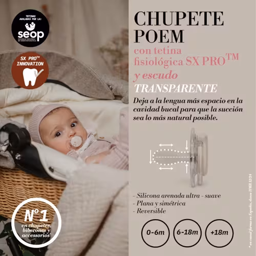 Chupeta Suavinex Poetry Tetina Fisiológica de Silicone SX Pro Azul 0-6m