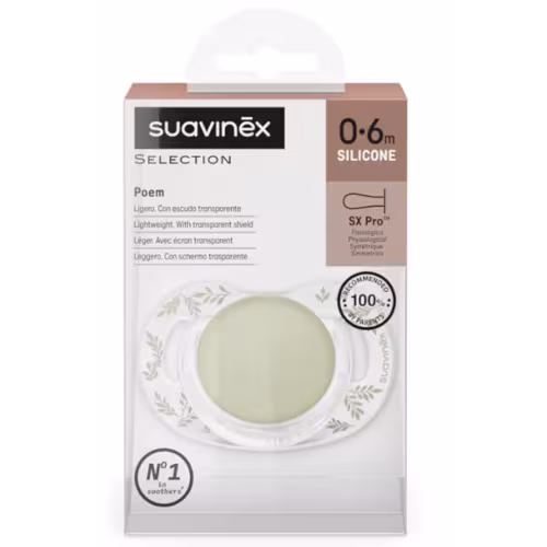 Chupeta Suavinex Poetry Tetina Fisiológica Silicone SX Pro Verde 0-6m